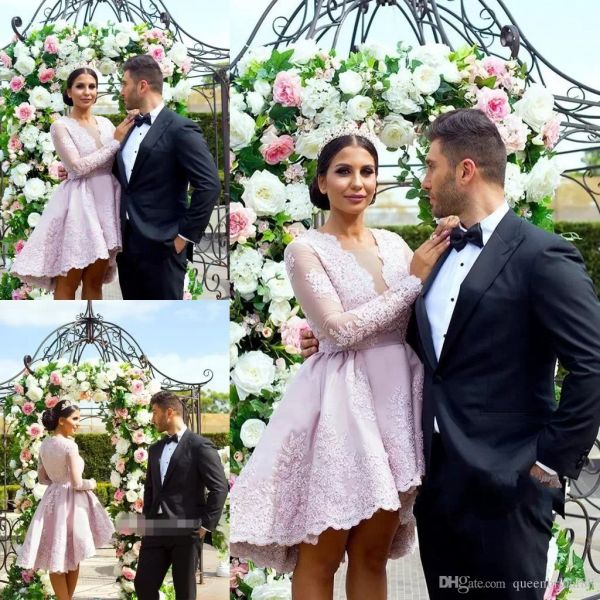 illusion plunging neckline prom dresses long sleeves lace applique high low homecoming party gowns saudi arab a line graduation dress, Black
illusion plunging neckline prom dresses long sleeves lace applique high low homecoming party gowns saudi arab a line graduation dress, Black