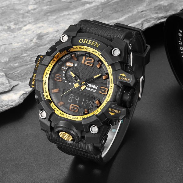 ohsen digital quartz waterproof men watch gold dual time man outdoor sport watch relogio masculino silicone fashion male clock, Slivery;brown
ohsen digital quartz waterproof men watch gold dual time man outdoor sport watch relogio masculino silicone fashion male clock, Slivery;brown