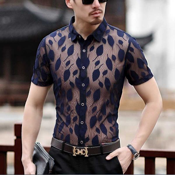 2018 summer short-sleeved shirt male ice silk thin hollow fashion silk flower shirt tide, White;black
2018 summer short-sleeved shirt male ice silk thin hollow fashion silk flower shirt tide, White;black