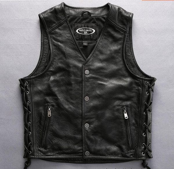 v-neck black genuine leather jackets with adjustable elastic cow leather vest jackets without sleeve windbreaker jacket, Black;white
v-neck black genuine leather jackets with adjustable elastic cow leather vest jackets without sleeve windbreaker jacket, Black;white