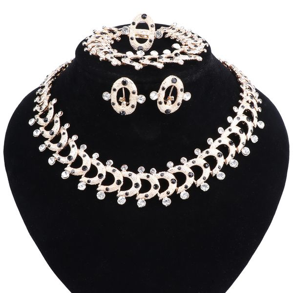 luxury women wedding jewelry set african beads bracelet ring necklace earring gold color jewelry set for women bridal, Black
luxury women wedding jewelry set african beads bracelet ring necklace earring gold color jewelry set for women bridal, Black