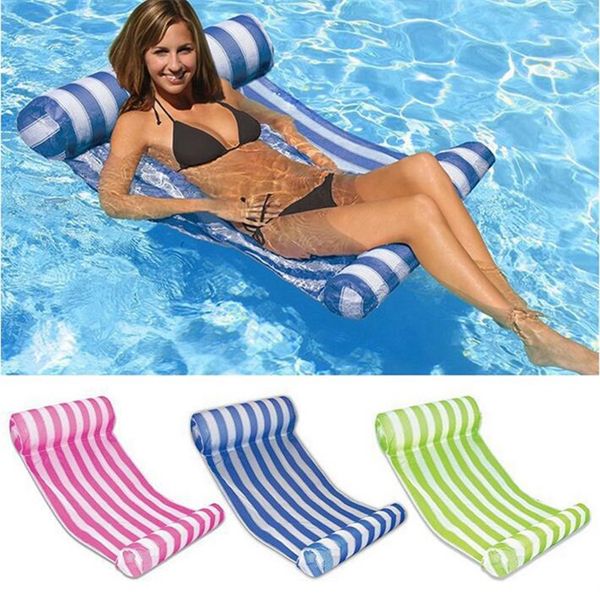 3 Colors Summer Swimming Pool Inflatable Floating Water Hammock Lounge Bed Chair Summer Inflatable Pool Float Floating Bed Cca9568 10pcs