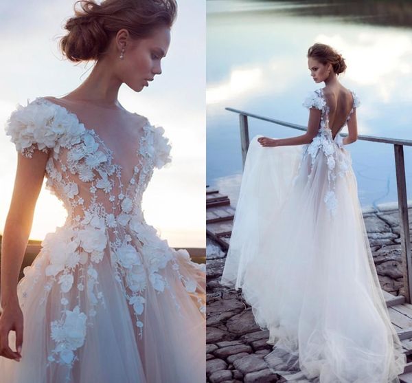 illusion bodice summer wedding dress sheer deep v neck 3d appliques backless tulle cap sleeves wedding dresses, White
illusion bodice summer wedding dress sheer deep v neck 3d appliques backless tulle cap sleeves wedding dresses, White