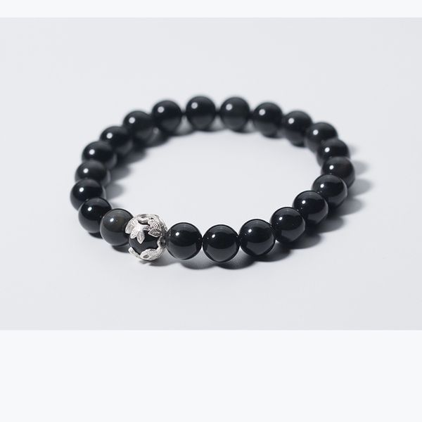 men's women's real. 925 sterling silver fine jewelry 8.5mm natural obsidian stone chain bracelet gtls487, Golden;silver
men's women's real. 925 sterling silver fine jewelry 8.5mm natural obsidian stone chain bracelet gtls487, Golden;silver