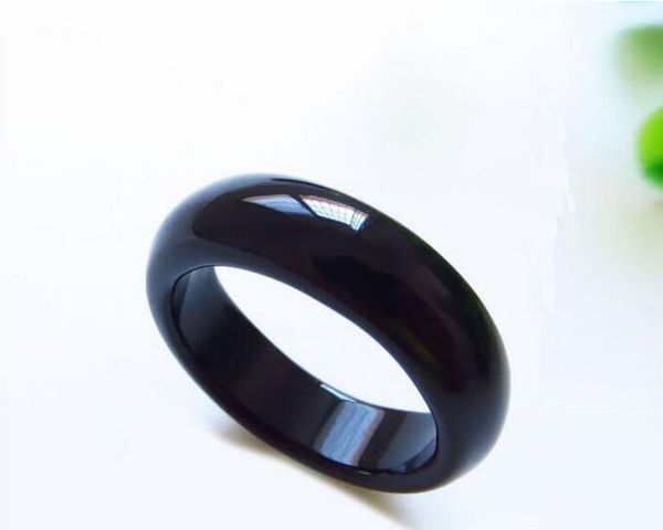 Оптовая продажа-натуральный черный оникс кольцо на халцедон хвост кольцо