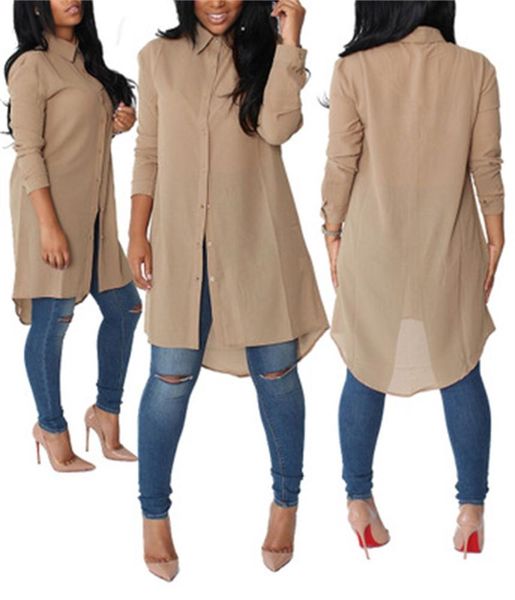 2018 new casual loose long chiffon shirt solid long sleeve shirt plus size female blusas autumn summer street wear, White
2018 new casual loose long chiffon shirt solid long sleeve shirt plus size female blusas autumn summer street wear, White