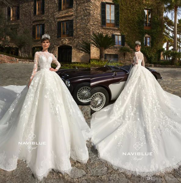 2019 long sleeve wedding dresses with cathedral train jewel neck lace appliqued bridal gowns boho beach plus size vestito da sposa, White
2019 long sleeve wedding dresses with cathedral train jewel neck lace appliqued bridal gowns boho beach plus size vestito da sposa, White