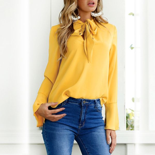 kenancy spring autumn long sleeves women blouse bowknot ties collar solid color office lady blusas flare sleeves shirts new, White
kenancy spring autumn long sleeves women blouse bowknot ties collar solid color office lady blusas flare sleeves shirts new, White
