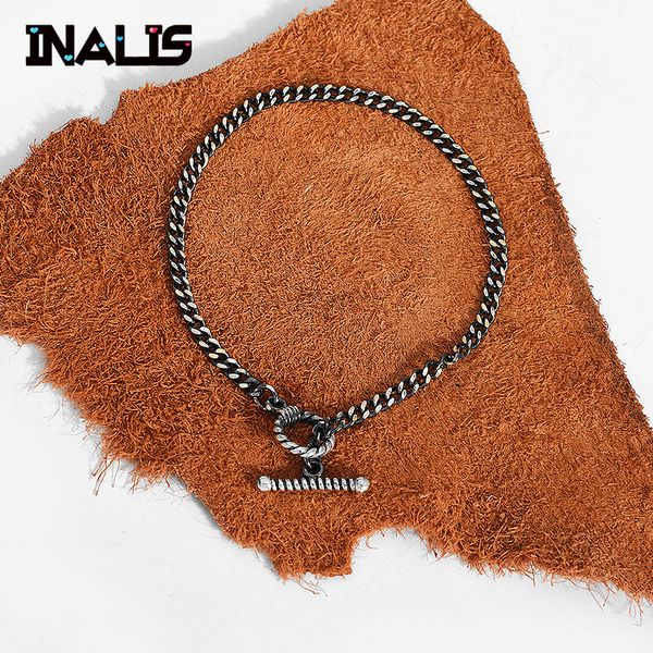 inalis vintage statement punk style s925 sterling silver curb cuban link chain bangle for man women bar party jewelry, Golden;silver 
inalis vintage statement punk style s925 sterling silver curb cuban link chain bangle for man women bar party jewelry, Golden;silver