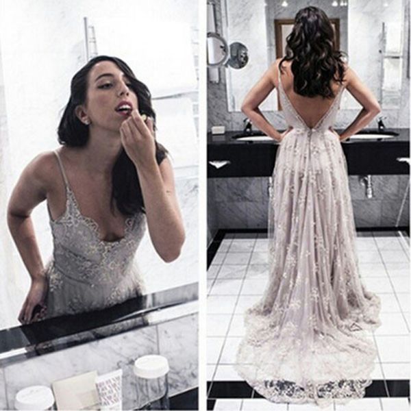 white charming v neck backless a line lace prom dresses evenning dress elegant evening formal dresses, Black;red
white charming v neck backless a line lace prom dresses evenning dress elegant evening formal dresses, Black;red