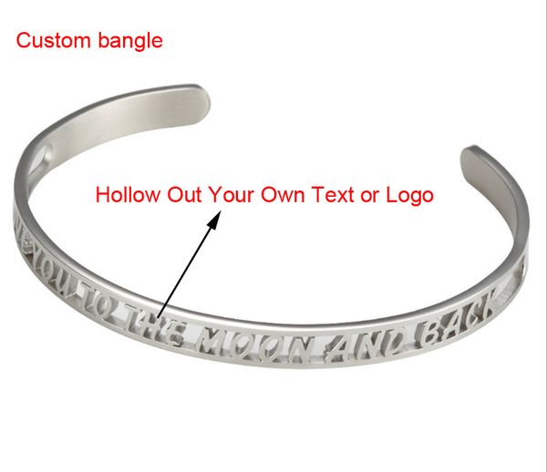 hollow out stainless steel bangle custom your own text and your logo 10pcs/lot, Black
hollow out stainless steel bangle custom your own text and your logo 10pcs/lot, Black