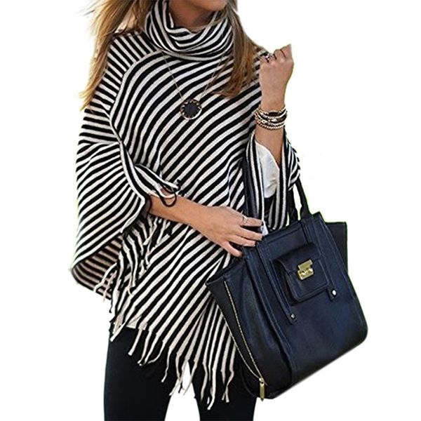2018 sweater women fashion black white oblique stripes high collar cloak sweaters europe and the united states vestidos mmy66639, White;black
2018 sweater women fashion black white oblique stripes high collar cloak sweaters europe and the united states vestidos mmy66639, White;black