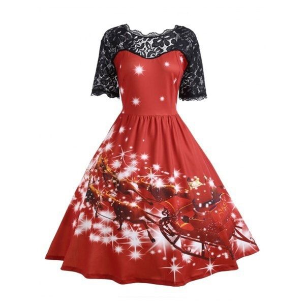 women christmas 3d print beautiful dress black lace panelled red long dresses party evening dress ing, Black;gray
women christmas 3d print beautiful dress black lace panelled red long dresses party evening dress ing, Black;gray