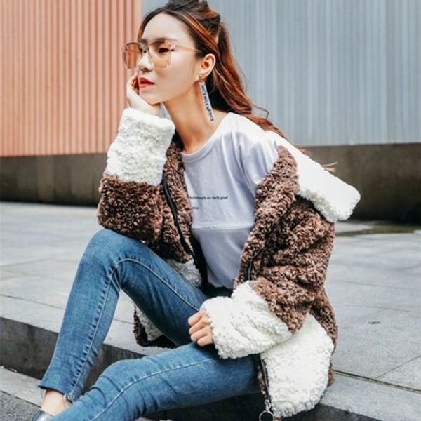 2018 new super soft faux wool fur coat mf, Black