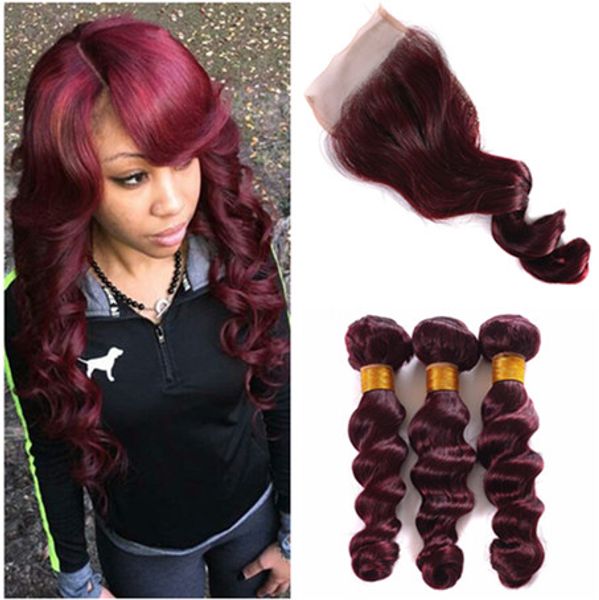 loose deep wave #99j wine red virgin brazilian human hair 3bundles with closure loose wavy burgundy 4x4 lace closure with weaves, Black;brown
loose deep wave #99j wine red virgin brazilian human hair 3bundles with closure loose wavy burgundy 4x4 lace closure with weaves, Black;brown