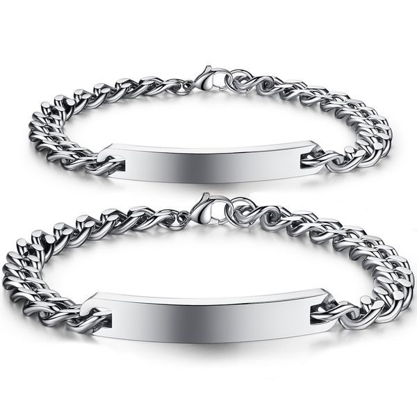 new fashion 316l stainless steel id bracelet couple link chain bracelet never fade with lobster claps price 604, Black 
new fashion 316l stainless steel id bracelet couple link chain bracelet never fade with lobster claps price 604, Black