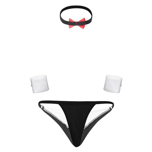 3pcs novelty gay mens lingerie bow tie butler tuxedo low-rise thong g-string briefs with collar and handcuffs for mens costumes, Black;white
3pcs novelty gay mens lingerie bow tie butler tuxedo low-rise thong g-string briefs with collar and handcuffs for mens costumes, Black;white
