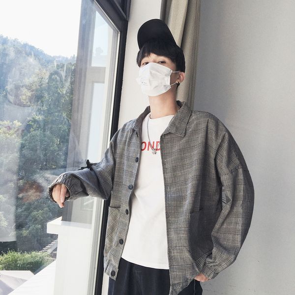 men's shirt 2018 autumn new business casual fashion plaid slim comfortable breathable trend street pilot jacket overshirt man, White;black
men's shirt 2018 autumn new business casual fashion plaid slim comfortable breathable trend street pilot jacket overshirt man, White;black