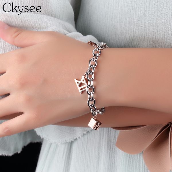 ckysee rose golden roman numerals edition bracelet hollow titanium steel bracelet the girl hand catenary chain jewelry, Golden;silver
ckysee rose golden roman numerals edition bracelet hollow titanium steel bracelet the girl hand catenary chain jewelry, Golden;silver