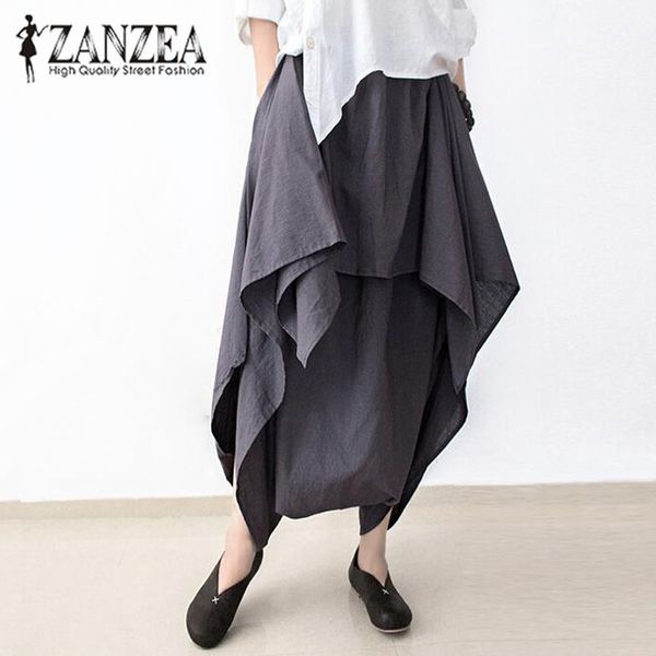 2017 zanzea women fashion cotton linen elastic waist baggy drop-crotch long trousers harem pants asymmetrical ruffles pantalon, Black;white
2017 zanzea women fashion cotton linen elastic waist baggy drop-crotch long trousers harem pants asymmetrical ruffles pantalon, Black;white