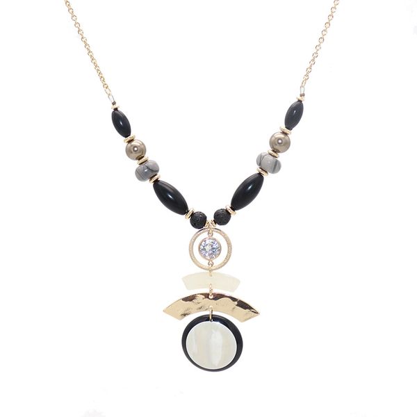 new european and american style round shell resin black beaded inlaid semi-precious stone fashion necklace, Silver
new european and american style round shell resin black beaded inlaid semi-precious stone fashion necklace, Silver