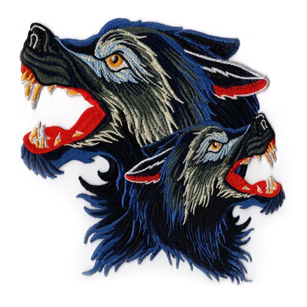 gugutree embroidery big wolf patches wild nature patches badges applique patches for clothing, Black