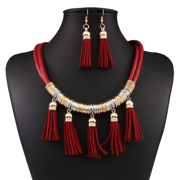 leather tassel jewelry sets multi layer earrings necklace women new fashion jewelry three colors red blue black ing, Silver
leather tassel jewelry sets multi layer earrings necklace women new fashion jewelry three colors red blue black ing, Silver