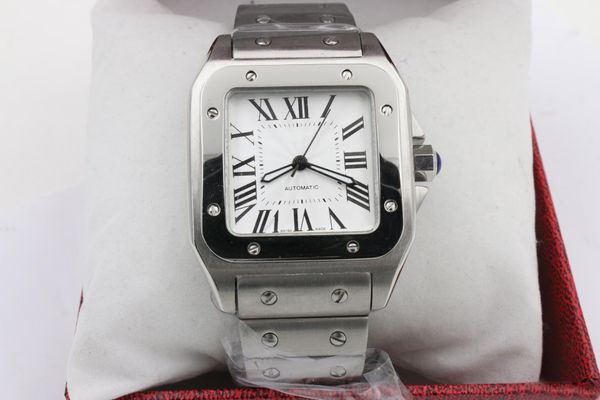 luxury new men 100 xl stainless steel band watch automatic mechanical watch silver case men's original clasp wristwatches, Slivery;brown
luxury new men 100 xl stainless steel band watch automatic mechanical watch silver case men's original clasp wristwatches, Slivery;brown