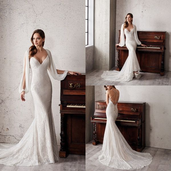 eddy k. couture latest mermaid wedding dresses lace applique spaghetti bridal gowns sleeveless backless sweep train customized wedding dress, White
eddy k. couture latest mermaid wedding dresses lace applique spaghetti bridal gowns sleeveless backless sweep train customized wedding dress, White