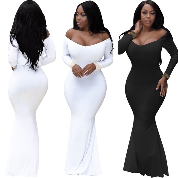 boat neck mermaid dresses for party 2018 autumn winter long sleeves women dresses white black long dress, Black;gray
boat neck mermaid dresses for party 2018 autumn winter long sleeves women dresses white black long dress, Black;gray