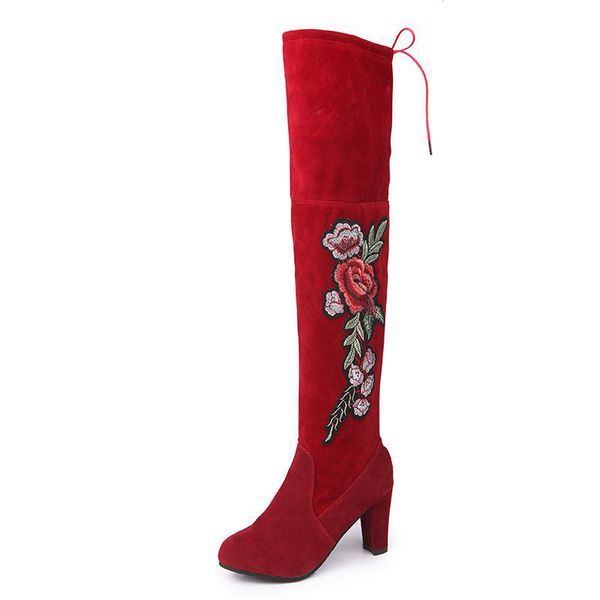 new autumn winter women boots square heel faux suede thigh high heels over the knee-high embroider plus size, Black
new autumn winter women boots square heel faux suede thigh high heels over the knee-high embroider plus size, Black