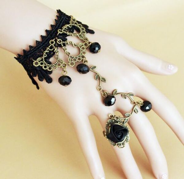 new vintage bronze flowery rattan elf black crystal lolita lace wrist chain band ring chic classic delicate elegance, Golden;silver
new vintage bronze flowery rattan elf black crystal lolita lace wrist chain band ring chic classic delicate elegance, Golden;silver