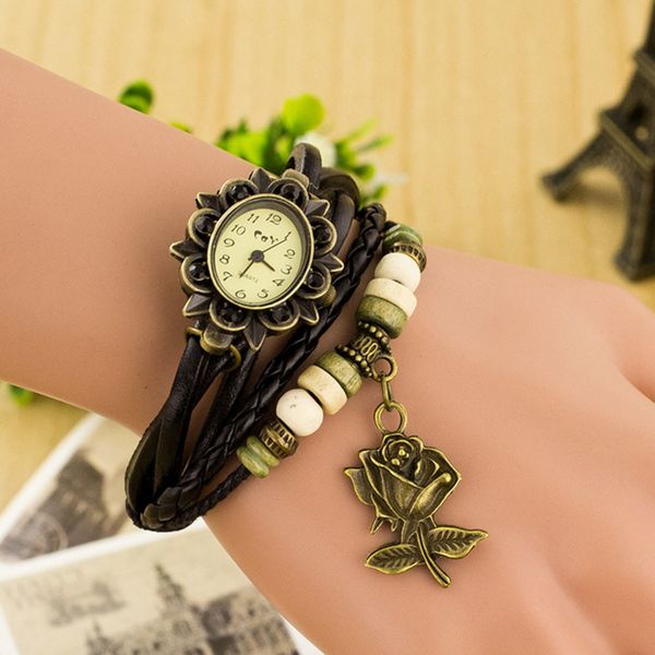 2018 women vintage quartz weave around pu leather rose bracelet watch lady woman fashion casual wrist watch #77, Slivery;brown
2018 women vintage quartz weave around pu leather rose bracelet watch lady woman fashion casual wrist watch #77, Slivery;brown
