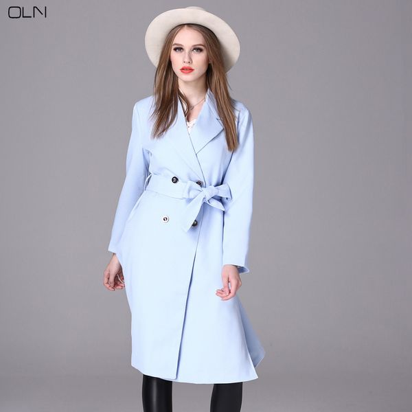 wholesale- oln women's fashion europe trench coat female sky blue long sleeves with belt for autumn and winter thick cotton comfortable, Tan;black
wholesale- oln women's fashion europe trench coat female sky blue long sleeves with belt for autumn and winter thick cotton comfortable, Tan;black