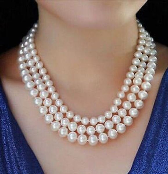 buy pearls jewelry triple strands 7-8mm-9-10mm round akoya white pearl necklace 18-20inch, Silver
buy pearls jewelry triple strands 7-8mm-9-10mm round akoya white pearl necklace 18-20inch, Silver