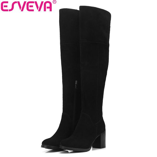 esveva 2019 shoes women short plush sewing over the knee boots square high heels winter boots for woman round toe size 34-39, Black
esveva 2019 shoes women short plush sewing over the knee boots square high heels winter boots for woman round toe size 34-39, Black