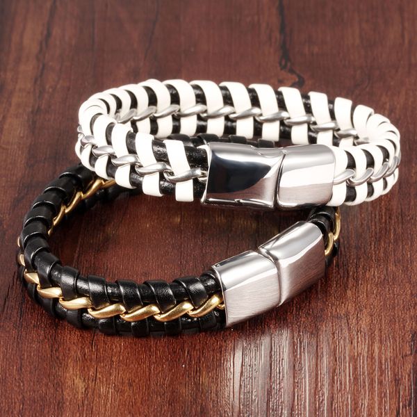 men pu leather bangle stainless steel jewelry charm bracelet punk gothic cross the great wall pattern cuff bangles bracelets gift wholesale, Black
men pu leather bangle stainless steel jewelry charm bracelet punk gothic cross the great wall pattern cuff bangles bracelets gift wholesale, Black