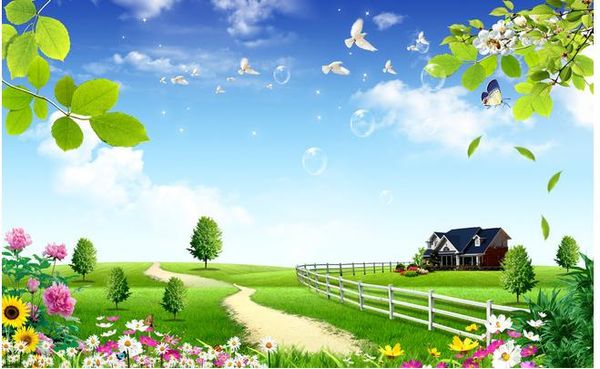 3d wall murals wallpaper landscape, blue sky, white clouds, green grass, flowers and plants
3d wall murals wallpaper landscape, blue sky, white clouds, green grass, flowers and plants