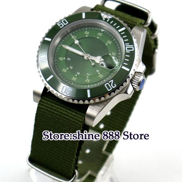 40mm bliger green dial green ceramic bezel sapphire crystal automatic movement mens watch, Slivery;brown
40mm bliger green dial green ceramic bezel sapphire crystal automatic movement mens watch, Slivery;brown