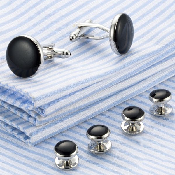 fashion men cufflink and button set shirt accessory metal buttons cufflinks and studs sets b, Silver;golden