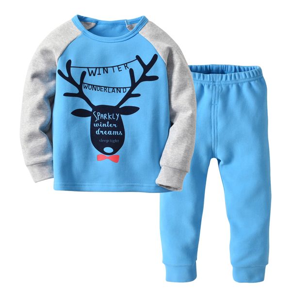 new children's home service small children's sleepy sanding cotton christmas set blue home pajamas set e15, Blue;red
new children's home service small children's sleepy sanding cotton christmas set blue home pajamas set e15, Blue;red