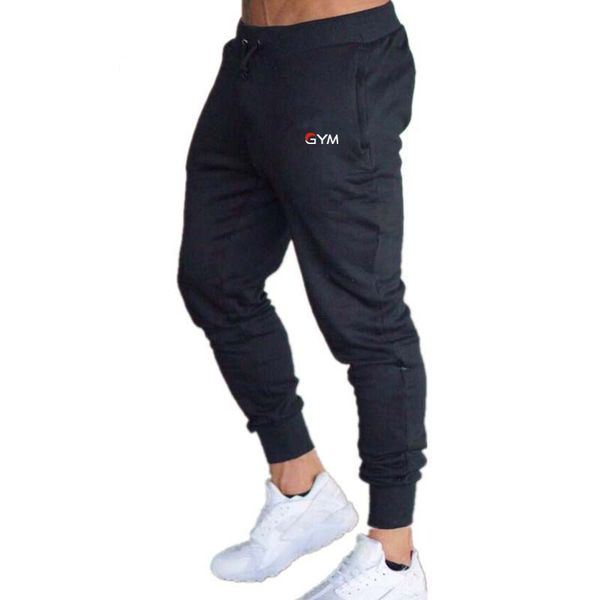 

2018 new men joggers brand male trousers casual pants sweatpants jogger gray casual elastic cotton gyms fitness workout pants, Black