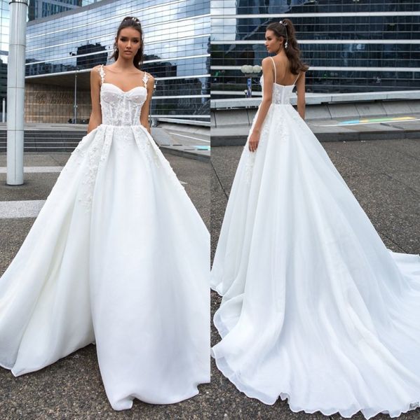fashion beaded lace wedding dresses a line spaghetti straps bridal gowns court train plus size appliqued vestido de novia, White
fashion beaded lace wedding dresses a line spaghetti straps bridal gowns court train plus size appliqued vestido de novia, White