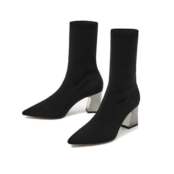 fashion ankle elastic sock boots chunky high heels stretch women autumn booties pointed toe women pump size, Black
fashion ankle elastic sock boots chunky high heels stretch women autumn booties pointed toe women pump size, Black