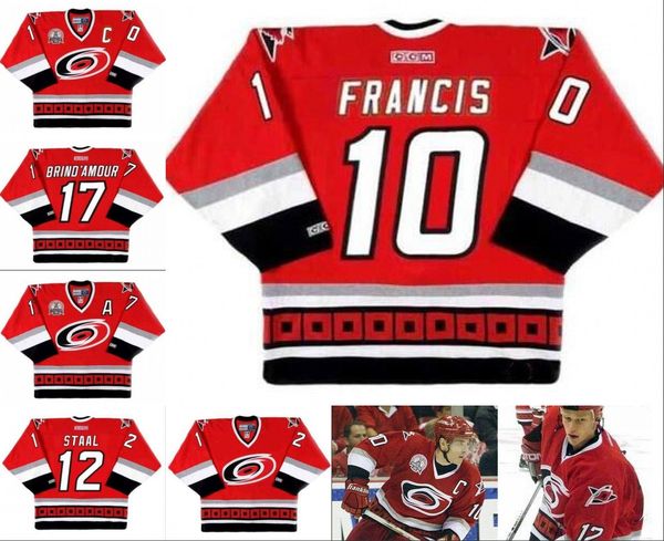 Men's 10 RON FRANCIS Carolina Hurricanes 17 ROD BRIND'AMOUR 12 ERIC STAAL 2002 CCM Away Vintage ice Hockey stitched red Jersey
Men's 10 RON FRANCIS Carolina Hurricanes 17 ROD BRIND'AMOUR 12 ERIC STAAL 2002 CCM Away Vintage ice Hockey stitched red Jersey