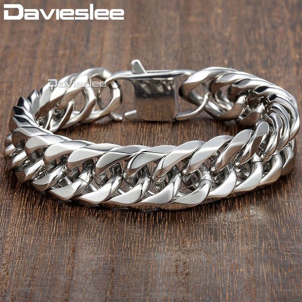 davieslee 15mm men's bracelet silver color curb cuban link 316l stainless steel wristband male jewelry, Black
davieslee 15mm men's bracelet silver color curb cuban link 316l stainless steel wristband male jewelry, Black