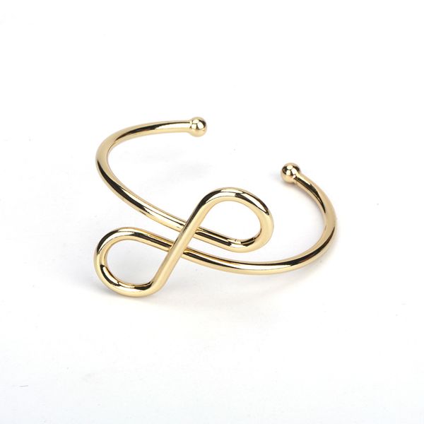 minimalist simple pure gold color metal infinity knot art charm adjustable bracelet open bangle for women hand jewelry, Black
minimalist simple pure gold color metal infinity knot art charm adjustable bracelet open bangle for women hand jewelry, Black