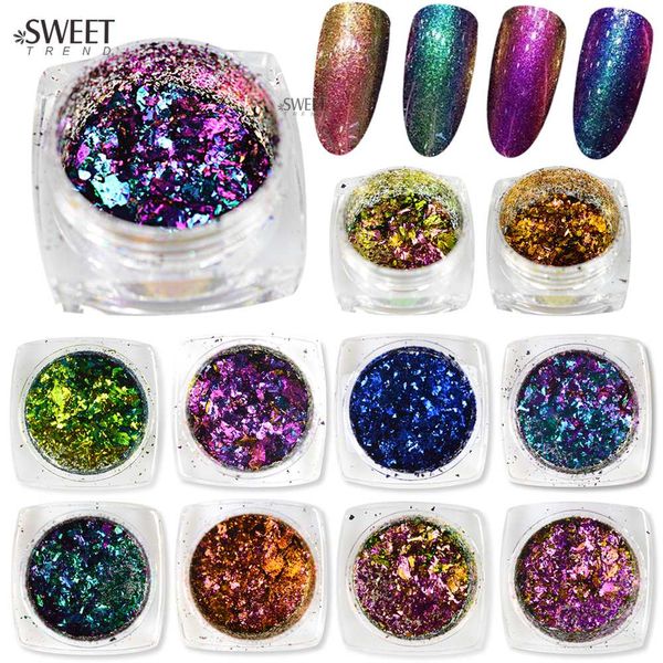 

sweet trend 1bole sparkly colorful irregular chameleon effect nail art glier diy nail gel polish decoration dust labs07-28, Silver;gold