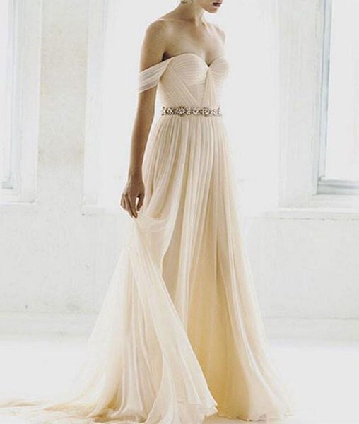 off shoulder beach wedding dresses sweetheart beading crystal summer bohemian wedding dress vestido de novia, White
off shoulder beach wedding dresses sweetheart beading crystal summer bohemian wedding dress vestido de novia, White