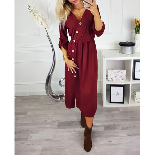 women long dress 2018 autumn v neck long sleeve solid splid party dress femme robe maxi botton vestidos sj608k, White;black
women long dress 2018 autumn v neck long sleeve solid splid party dress femme robe maxi botton vestidos sj608k, White;black